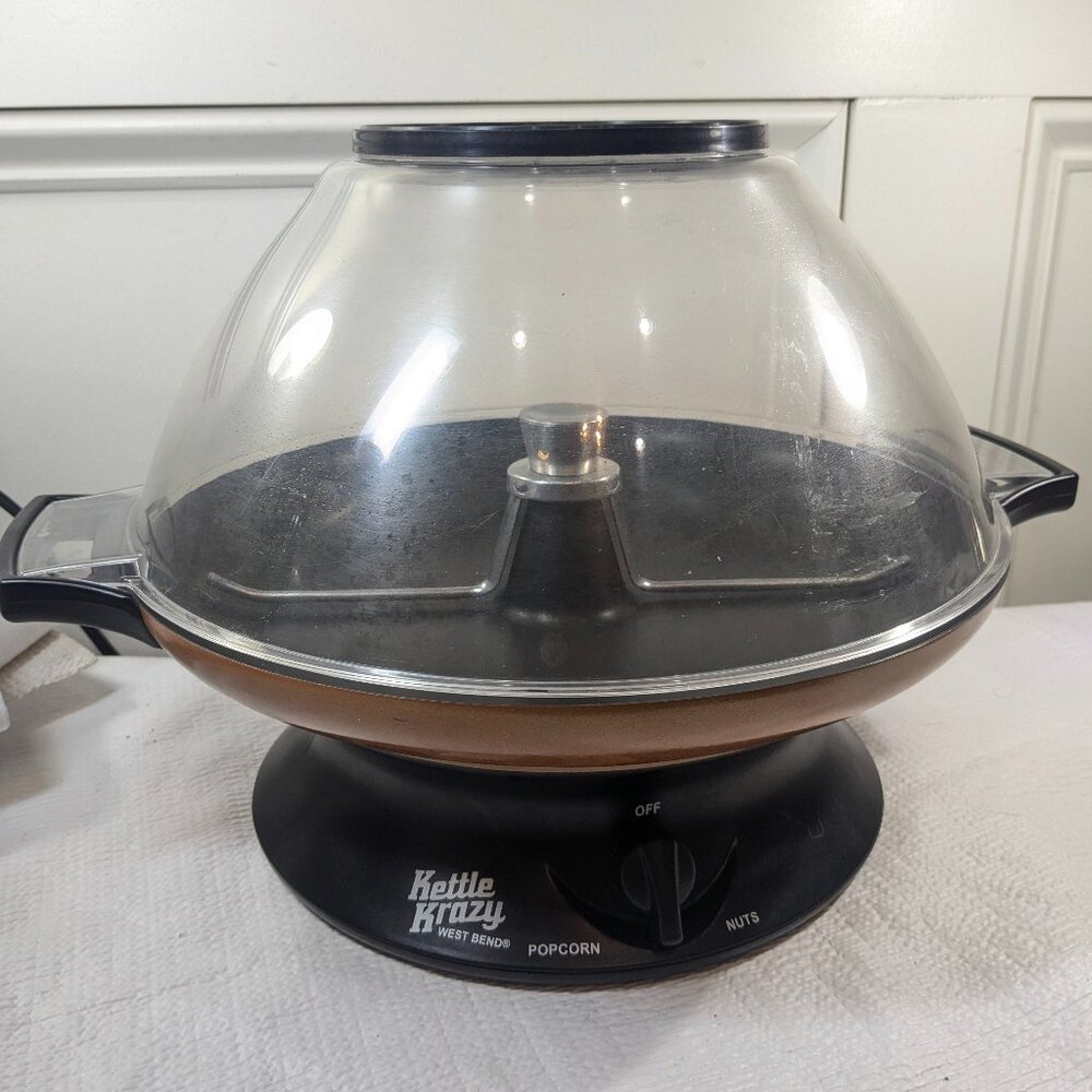 Vintage West Bend Kettle Krazy Popcorn Popper & Nut Roaster electric 82386 WORKS